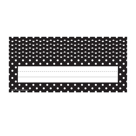 Teacher Created Resources Black Polka Dots Flat Name Plates, 36 Pieces, PK6 TCR4001